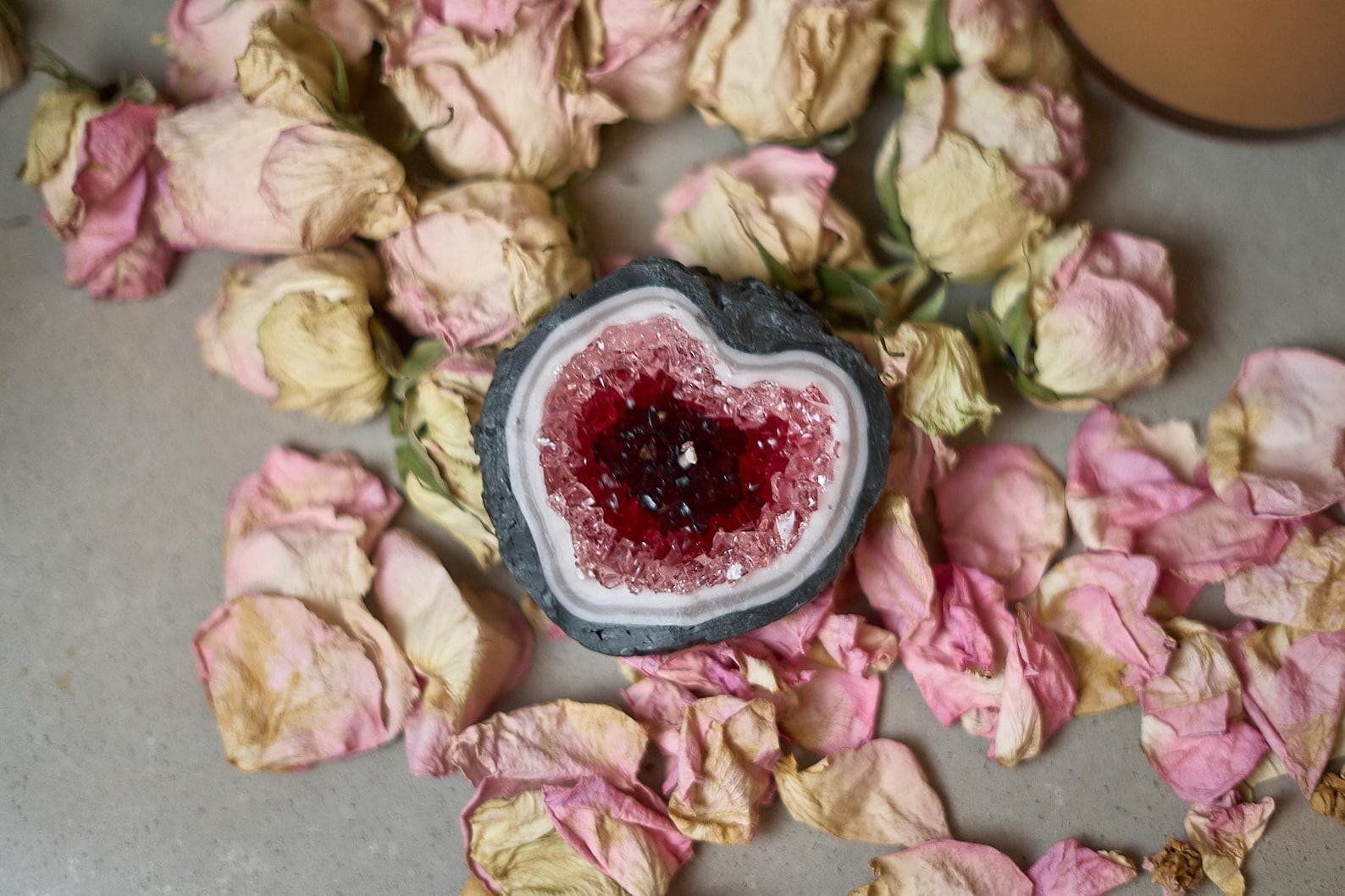 Amethyst Crystal Heart Candle 3