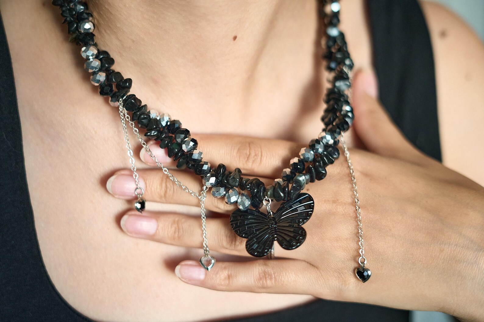 Black Obsidian Butterfly Choker 3