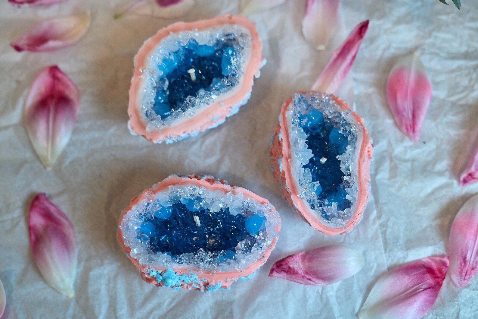 Blue Druzy Geode Candle 2