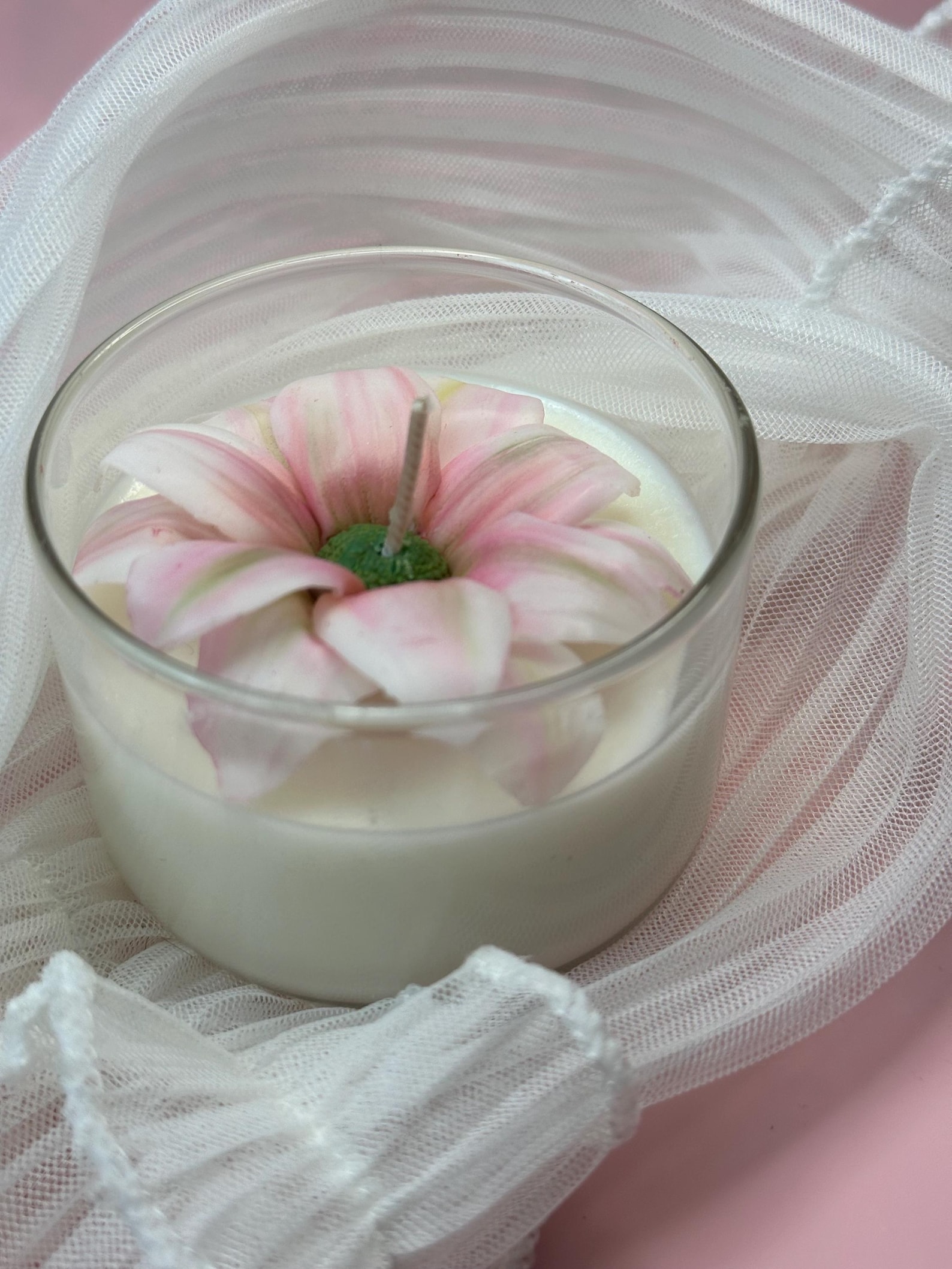 Realistic Flower Candle in Glass