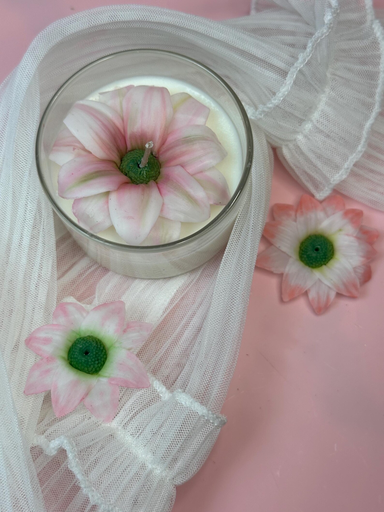 Realistic Flower Candle in Glass 3