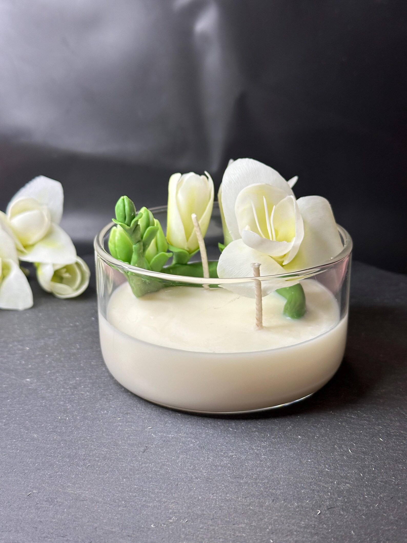 Realistic Freesia Candle in Glass 3