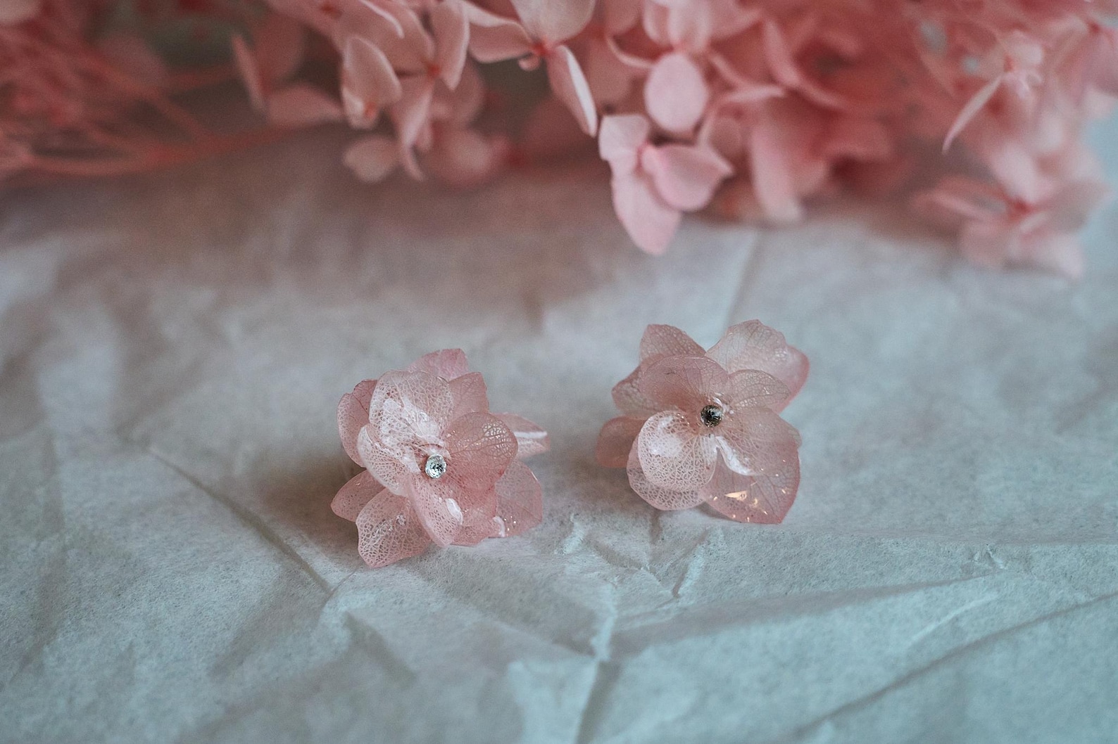 Real Hydrangea Flower Stud Earrings 2