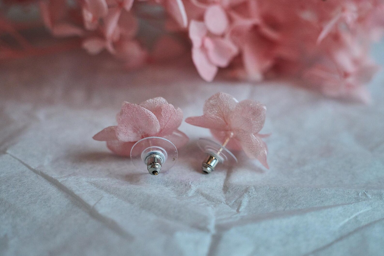 Real Hydrangea Flower Stud Earrings 3