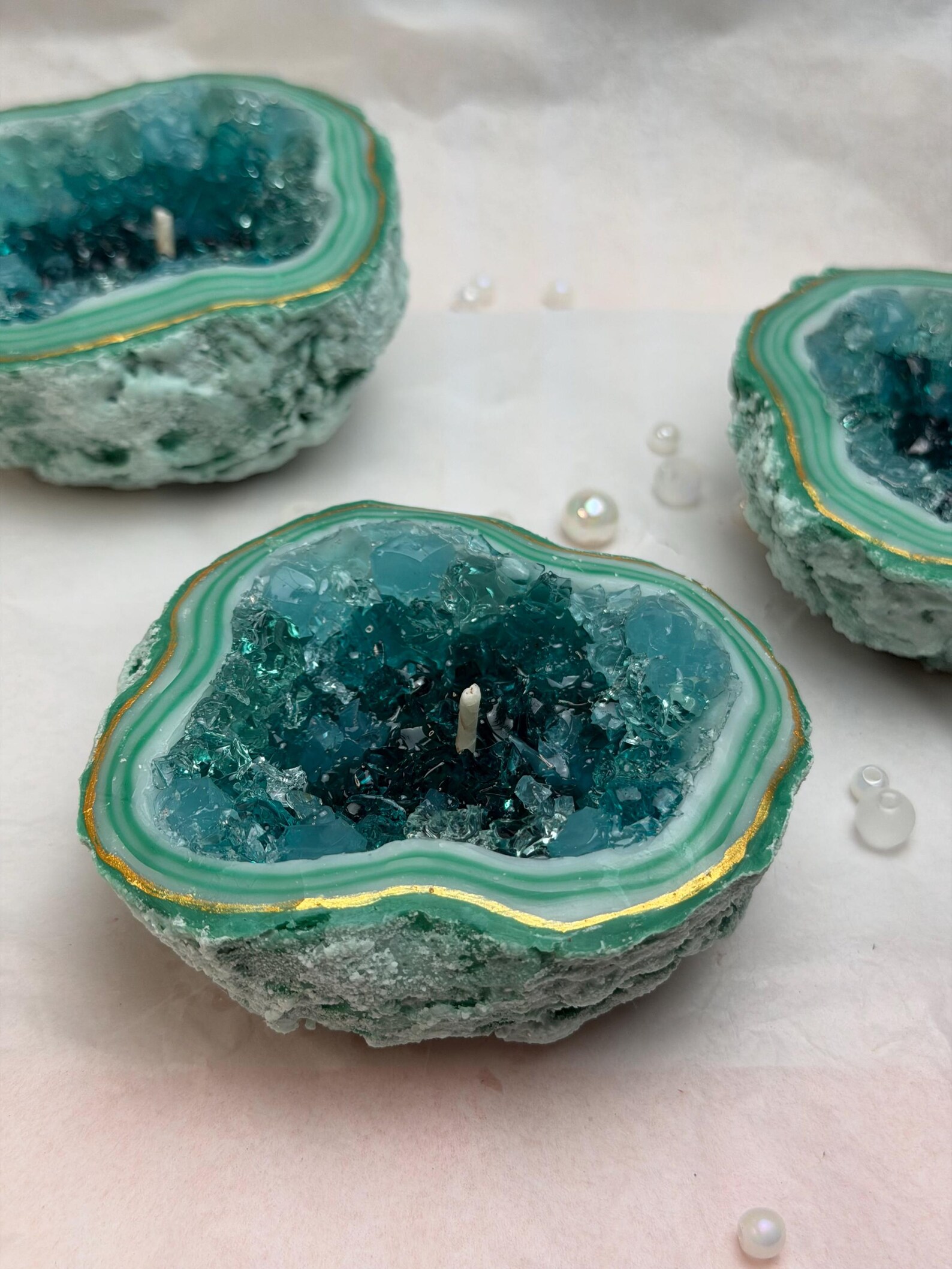 Malachite Geode Candle