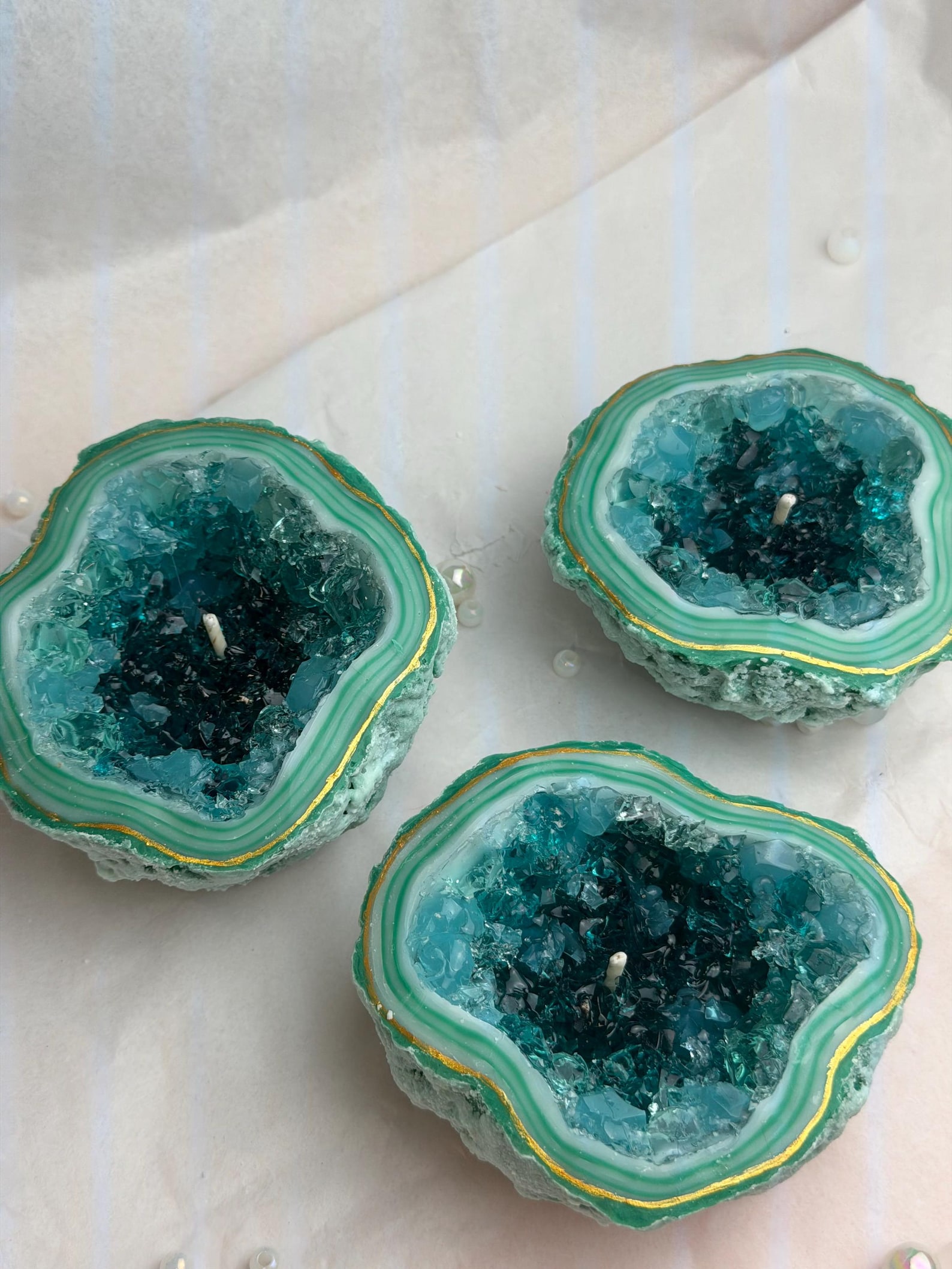 Malachite Geode Candle 3