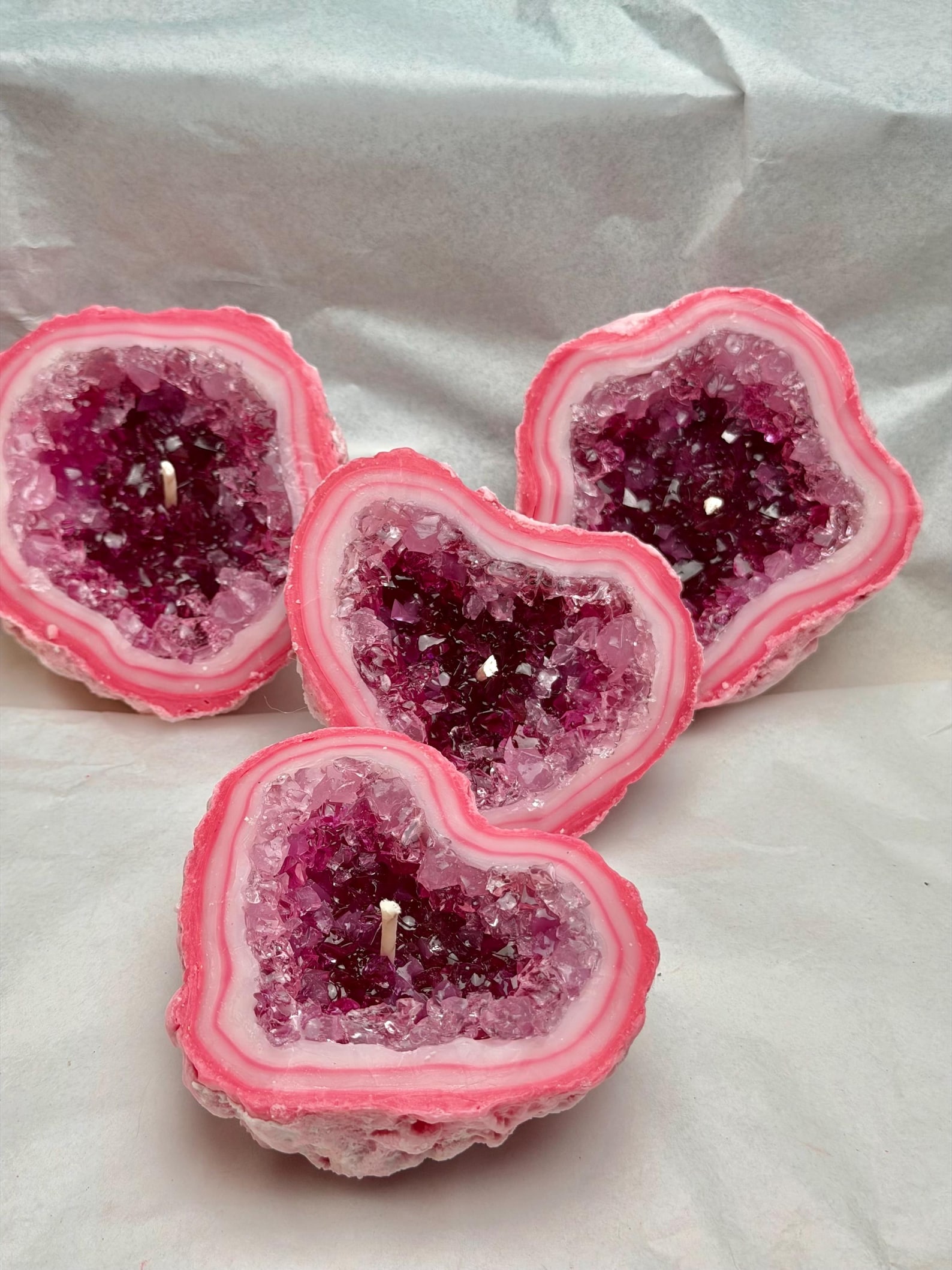 Pink Quartz Geode Candle