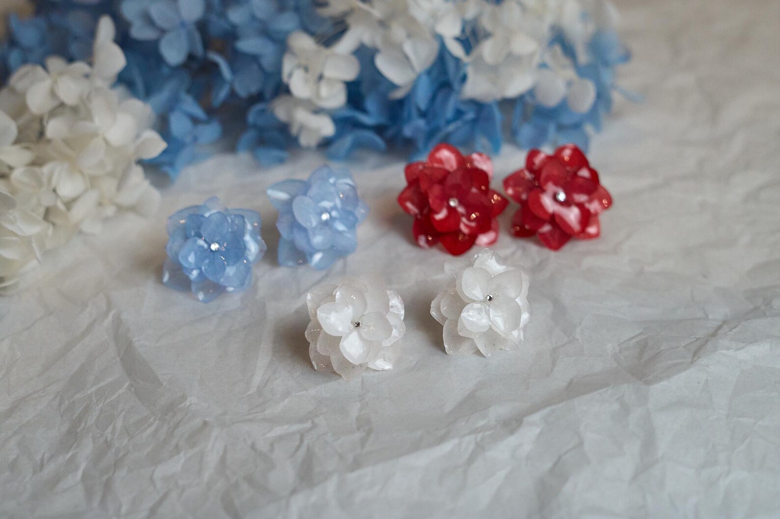 Real Pressed Hydrangea Resin Earrings