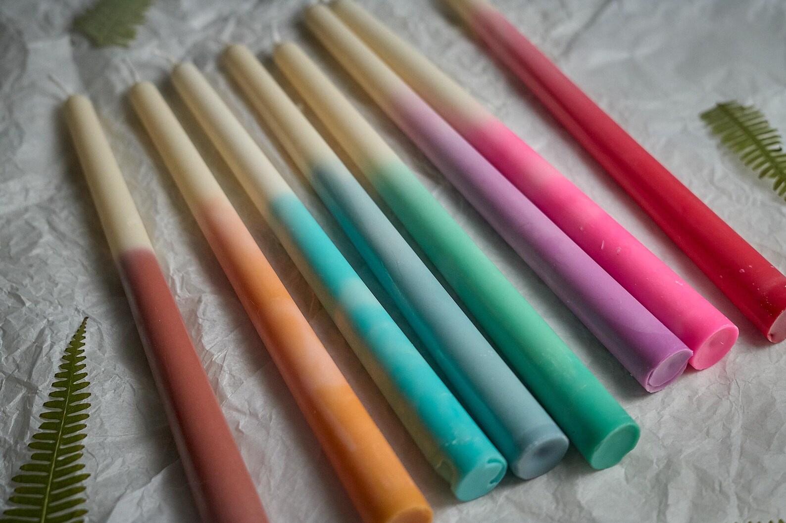 Rainbow Ombre Taper Candles 2
