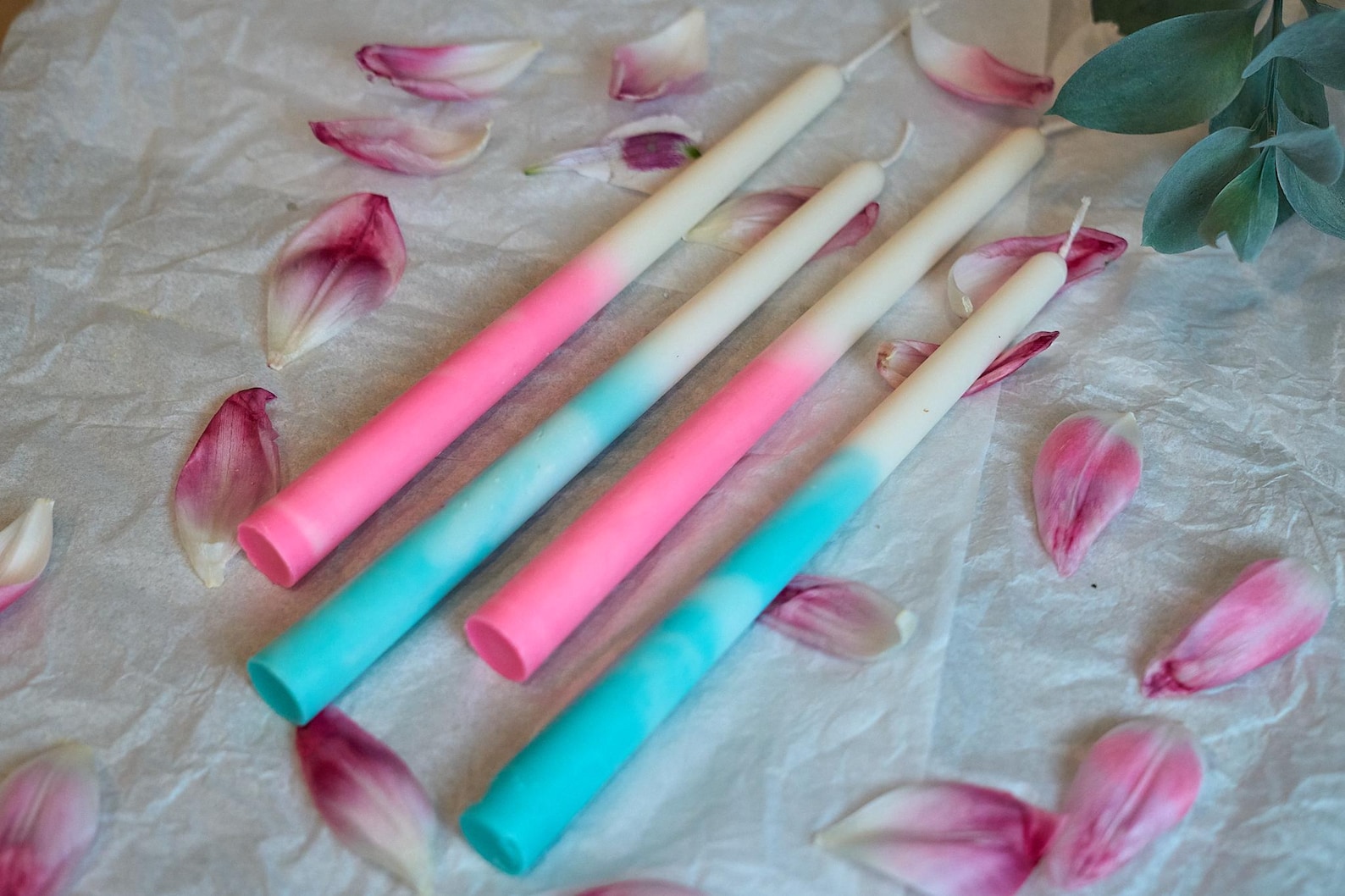 Rainbow Ombre Taper Candles 3