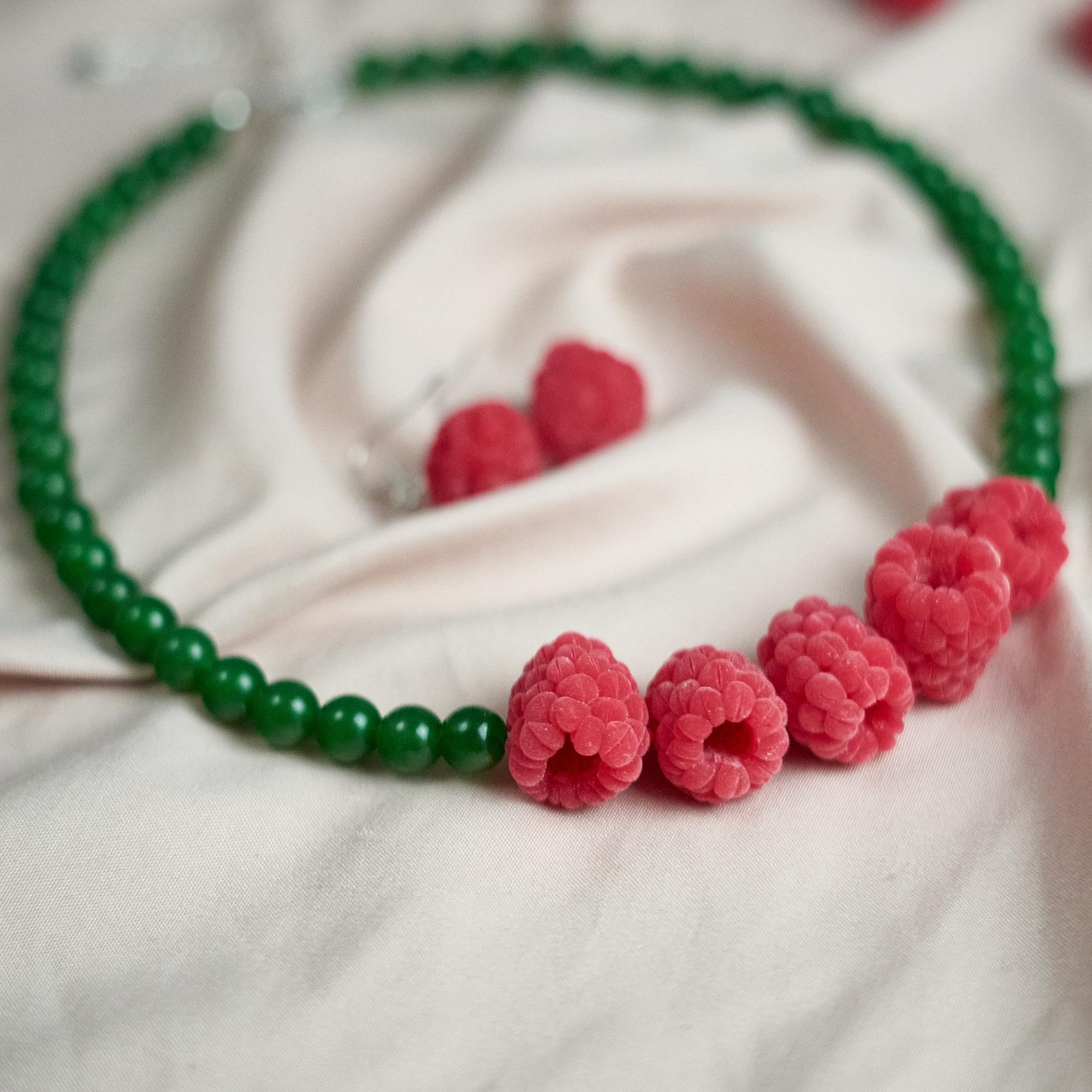 Raspberry Green Jade Earrings