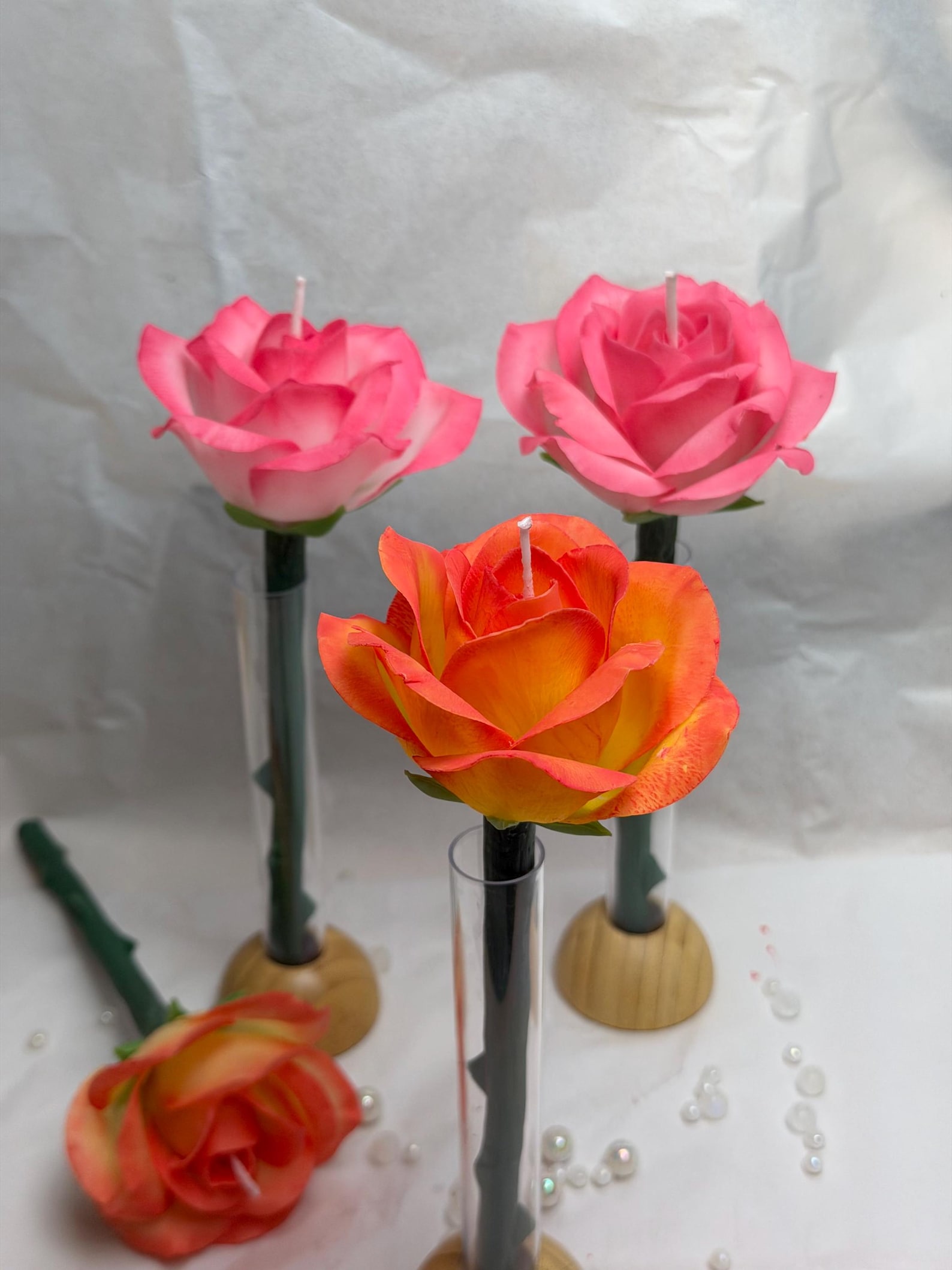 Realistic Rose Candle on Stem 2