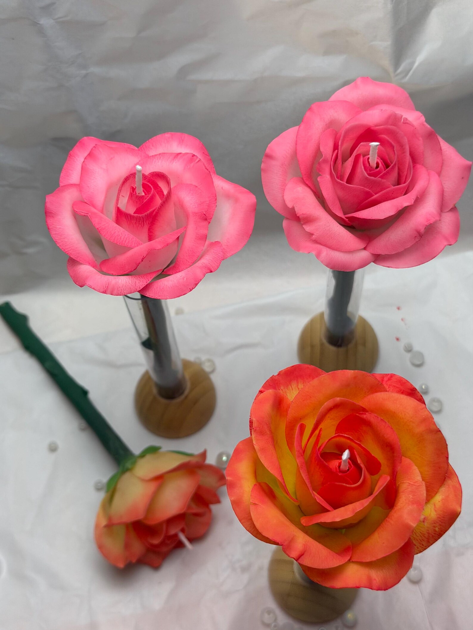 Realistic Rose Candle on Stem 3