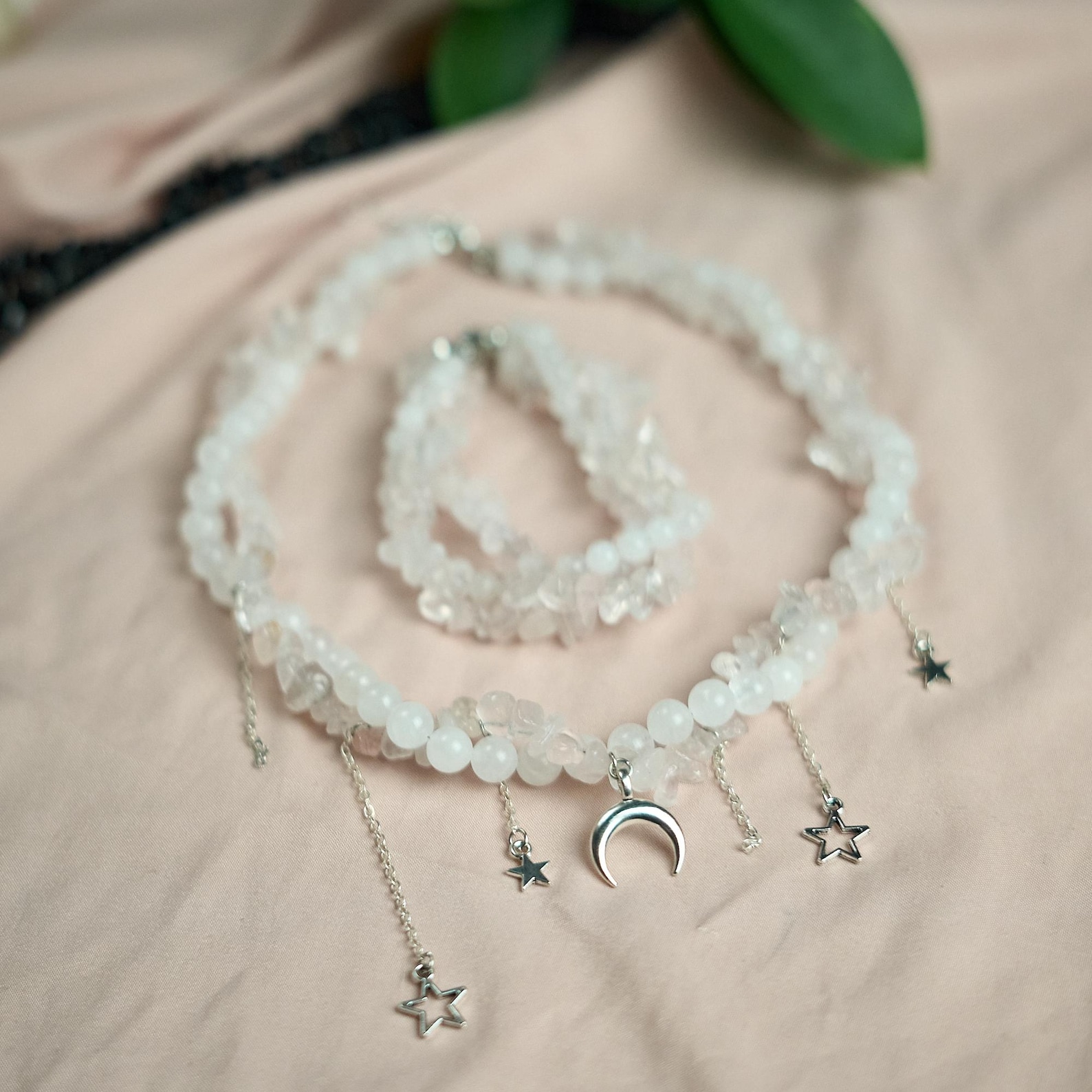 Rose Quartz Moon Bracelet