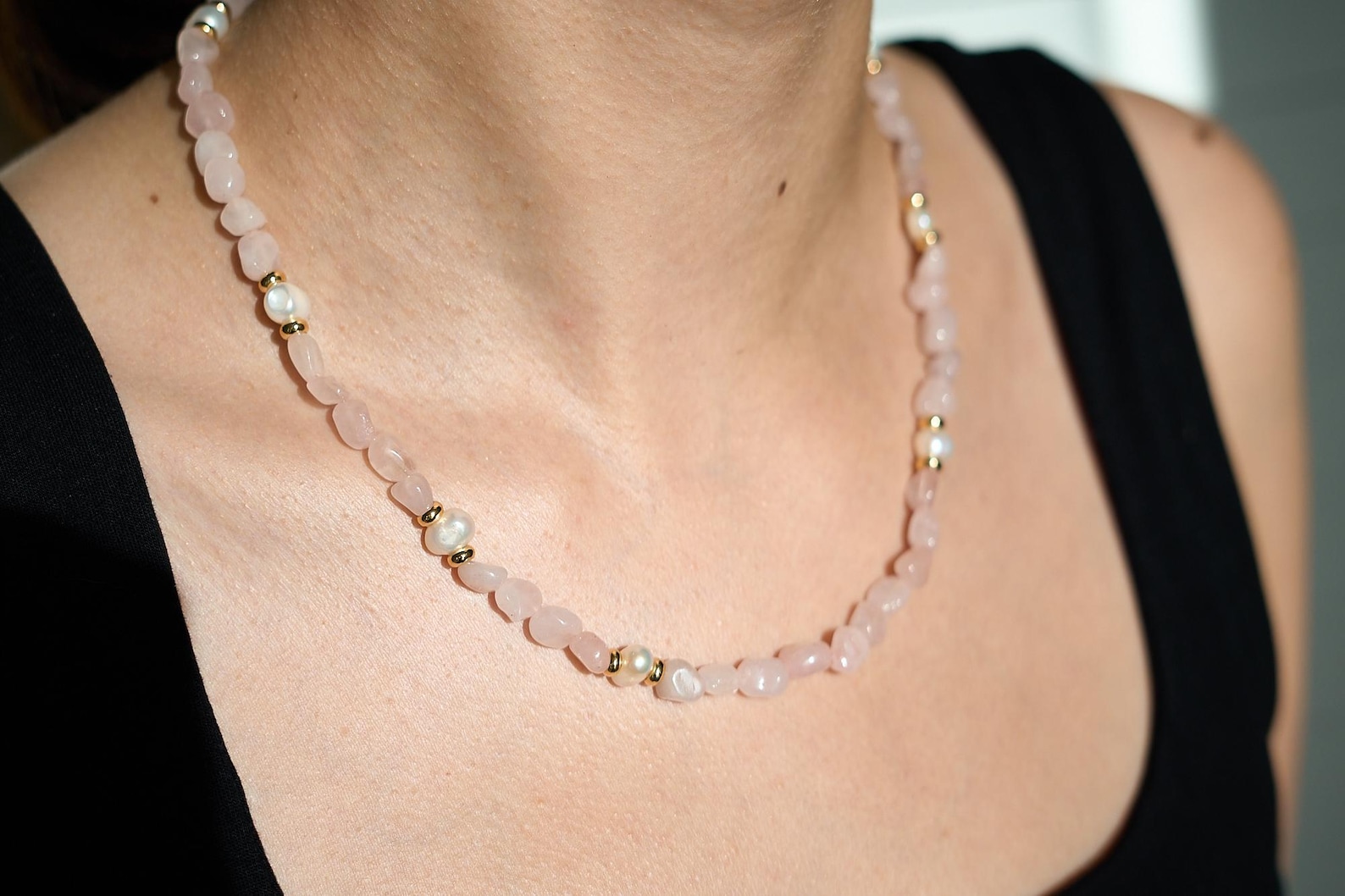 Rose Quartz Pearl Necklace
