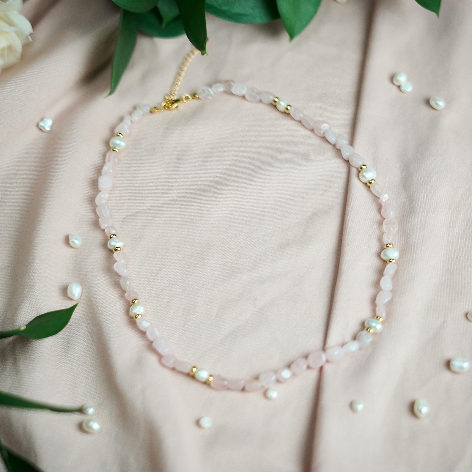 Rose Quartz Pearl Necklace 2