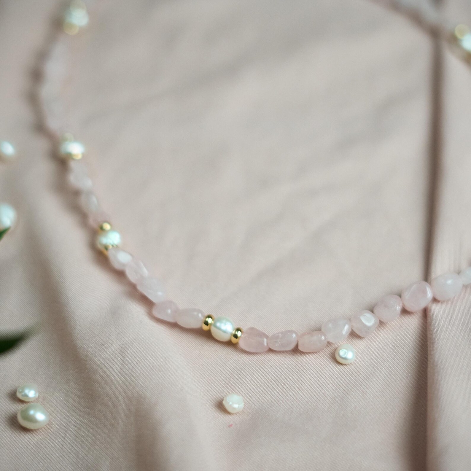 Rose Quartz Pearl Necklace 3